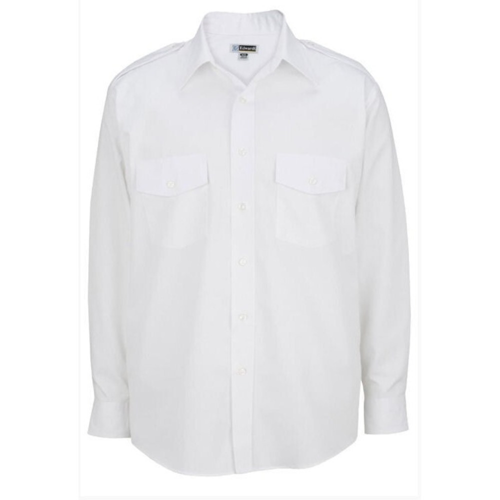 Edwards Men's Long Sleeve Navigator Shirt w/ Front Pockets #1262 - White - M